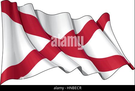 Illustration einer winkenden St Patricks Saltire (nördliche irische Flagge). Stock Vektor