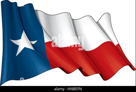 Vektor-Illustration einer wehenden Fahne Texaner. Alle Elemente ordentlich auf Schichten & Gruppen für einfache Bearbeitung und Variationen. Stock Vektor