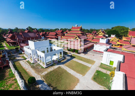 Mandalay Palast Luftaufnahme, Myanmar Wahrzeichen Stockfoto