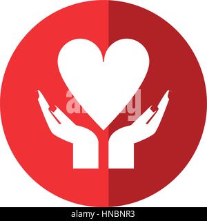 Hand mit Herz im Gesundheitswesen Schatten Vektor Illustration Eps 10 Stock Vektor