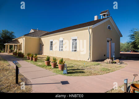 Tubac, Arizona - einem 1855 Schulhaus am Tubac Presidio State Historic Park. Stockfoto
