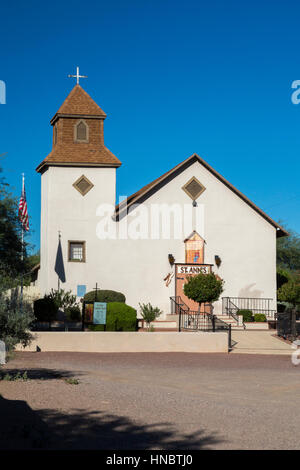 Tubac, Arizona - St.-Annen Kirche, angrenzend an Tubac Presidio State Historic Park. Die Kirche wurde im Jahre 1929 auf der Grundlage von eine antike gebaut. Stockfoto