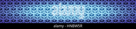 Banner mit einem blauen Raster aus verbundenen Würfel Bauwerke mit vignette Stockfoto