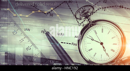 Hintergrundbild mit Dynamik von Diagrammen und Graphen Stockfoto