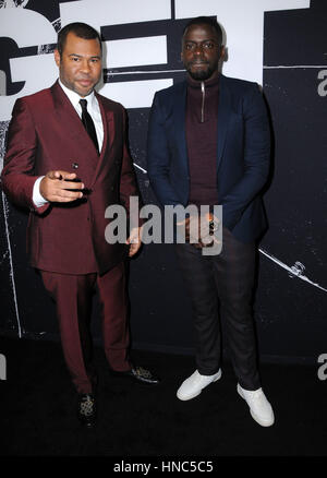 Los Angeles, CA, USA. 10. Februar 2017.  Jordan Peele, Daniel Kaluuya. Special Screening von Universals "Get Out" statt im Regal Kinos L.A. Live Stadion 14.  Bildnachweis: Birdie Thompson/AdMedia/ZUMA Draht/Alamy Live-Nachrichten Stockfoto