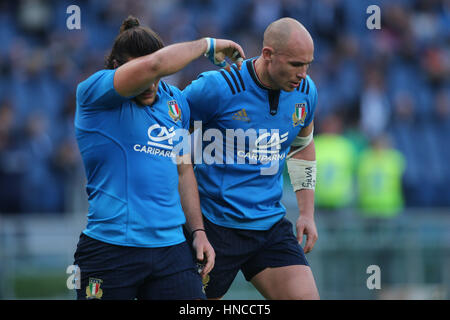 Rom, Italien - Februar 11: Disappooint italienischer Spieler während des sechs-Nationen-Turniers Spiel RBS zwischen Italien und Irland im Stadio Olimpico am 11. Februar 2017 in Rom, Italien. Stockfoto