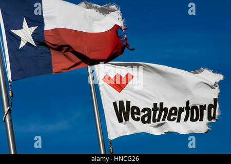 Ein Logo Zeichen außerhalb einer Einrichtung von Weatherford in Elmendorf, Texas am 29. Januar 2017 besetzt. Stockfoto