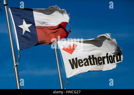 Ein Logo Zeichen außerhalb einer Einrichtung von Weatherford in Elmendorf, Texas am 29. Januar 2017 besetzt. Stockfoto