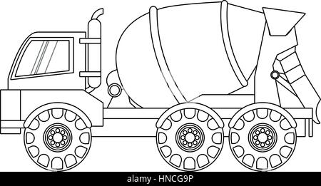 Bau Betonmischer LKW Symbol auf weißem Hintergrund. Vektor-illustration Stock Vektor