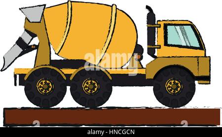 Bau Betonmischer LKW Symbol auf weißem Hintergrund. Vektor-illustration Stock Vektor