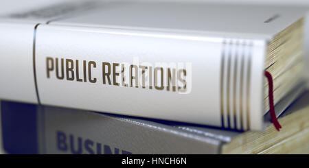 Buchtitel der Public Relations. 3D. Stockfoto