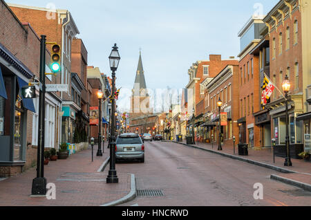 Hauptstraße in Annapolis Maryland Stockfoto