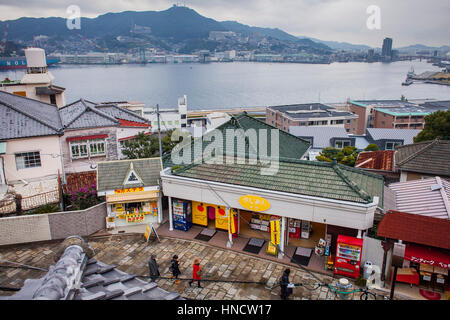 Landschaft, Panorama, Stadtbild, Ansichten von Glover Garten, Nagasaki, Japan Stockfoto