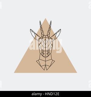 Vector Hirsch geometrische Frauenporträt. Abstarct Abbildung. Stock Vektor