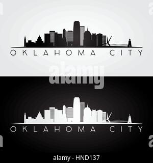 Oklahoma City USA Skyline und Wahrzeichen Silhouette, schwarz / weiß Design, Vektor-Illustration. Stock Vektor