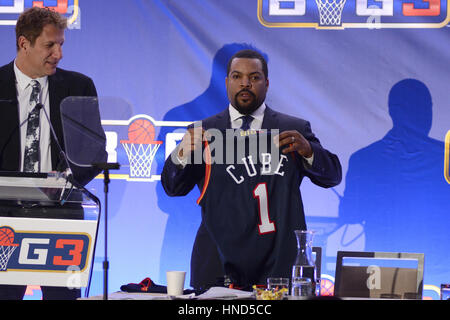 Ice Cube, NBPA Roger Mason Jr. und Unterhaltung executive Jeff Kwatinetz Gastgeber einer Pressekonferenz in New York City offiziell verkünden den Start der BIG3, einen neuen, professionellen 3-gegen-3-Basketball league Featuring: Ice Cube wo: New York, New York, Vereinigte Staaten von Amerika bei: Kredit-11. Januar 2017: Ivan Nikolov/WENN.com Stockfoto