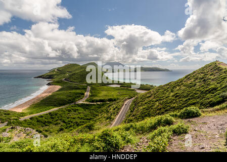 Blick aus der Sir Timothy Hill, South East Coast, St. Kitts Stockfoto