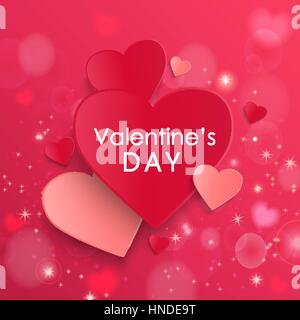 Happy Valentines Day und Jäten Designelemente. Rosa abstrakten Hintergrund mit Herz. 14. Februar. Vektor-Illustration. Stock Vektor