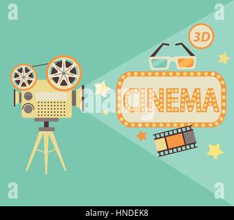 Kino-Konzept im retro-Stil. Vektor-illustration Stock Vektor