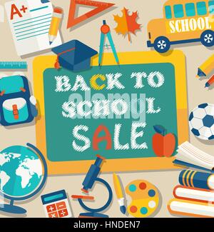 Zurück zur Schule. Vektor-Illustration im flachen Stil, eps10. Stock Vektor
