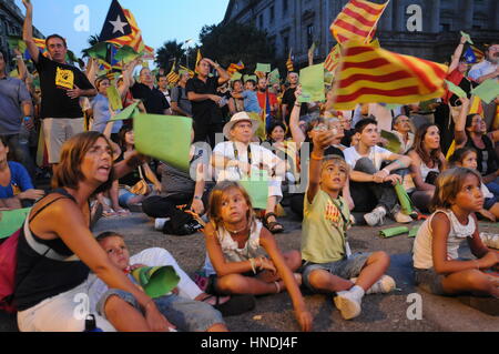 Barcelona, Spanien - 11. September 2012. Demonstration am Barcelona Unabhängigkeit Kataloniens. Stockfoto