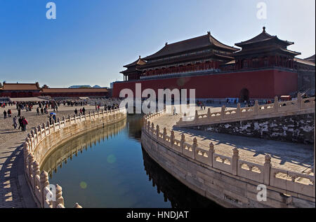 Goldene Wasser Fluss und Wumen-Tor. Die Verbotene Stadt, Peking, China Stockfoto