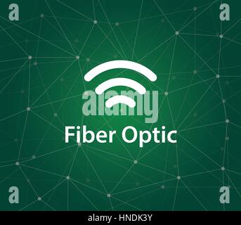 Abbildung Symbol für Glasfaser oder optische Faser, die Übermittlung von Informationen von einem Ort zum anderen können durch Lichtimpulse senden Stock Vektor