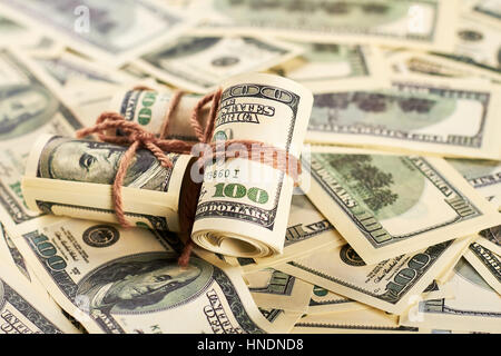 Geld in Rollen. Stockfoto