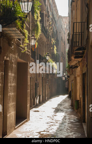 Straßenszene in das gotische Viertel von Barcelona. Spanien Stockfoto