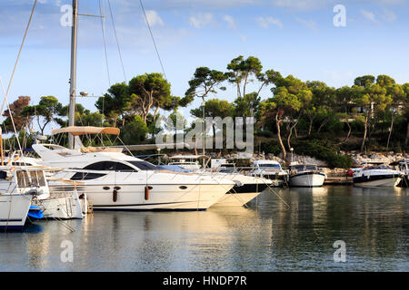 Der Yachthafen von Portopetro, Mallorca Stockfoto