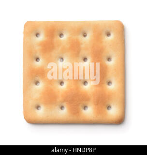 Draufsicht der Soda Cracker isoliert auf weiss Stockfoto