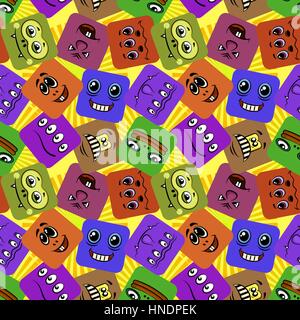 Monster-Smileys, nahtlose Stock Vektor