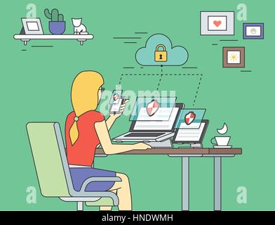 Sicherheit für Laptop, Tablet und Smartphone-Konzept-illustration Stock Vektor
