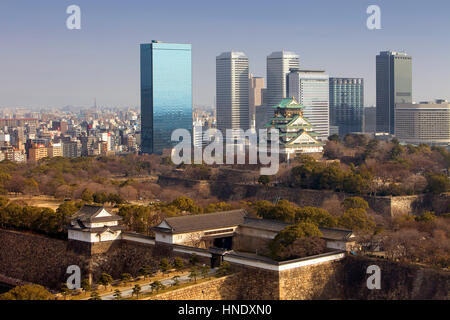Panorama, Panorama, Stadtbild, Osaka Schloss Osaka Business Park, Osaka, Japan, Asien Stockfoto