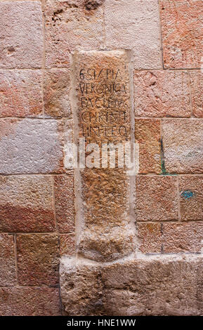 Station VI, Station, sechsten, der Kreuzweg, die Via Dolorosa, alte Stadt, Jerusalem, Israel. Stockfoto