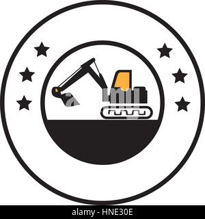 kreisförmige Grenze mit Silhouette Baggerlader mit Kran-Vektor-illustration Stock Vektor