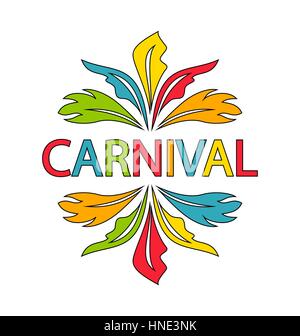 Abbildung Karneval Logo Vorlage mit bunten Federn - Vektor Stock Vektor