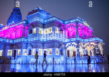 Prem Mandir (Liebe Tempel) Tempel der göttlichen Liebe, Vrindavan, Mathura, Uttar Pradesh, Indien Stockfoto