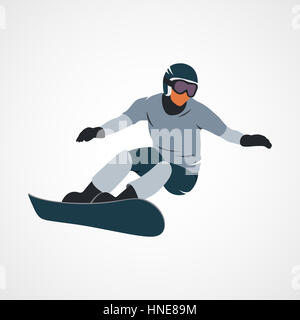 Abstrakte Snowboarder auf weißem Hintergrund. Foto-Illustration. Stockfoto