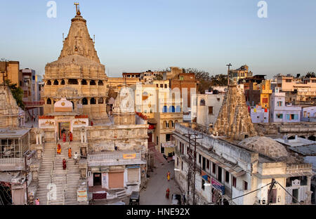 Stadtbild, Jagdish Tempel, Udaipur, Rajasthan, Indien Stockfoto