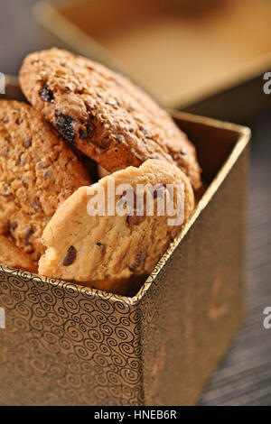 Cookies im Box - Nahaufnahme Stockfoto