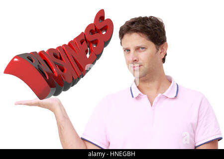 Menschen, die Unterstützung des Schreibvorgang "BUSINESS" mit seiner rechten hand Stockfoto