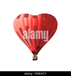 Roten Luftballon in der Form eines Herzens auf einem weißen Hintergrund isoliert Stockfoto