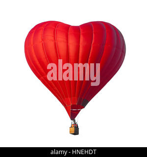 Roten Luftballon in der Form eines Herzens auf einem weißen Hintergrund isoliert Stockfoto