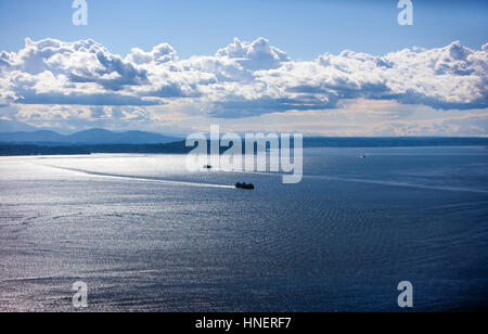 Blick heraus für Puget Sound vom Space Needle Stockfoto
