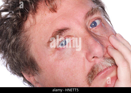 In der Nähe des Gesichts ein Mann Stockfoto
