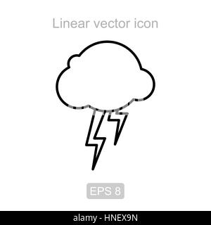 Symbol der Gewitterwolke in einem linearen Stil Stock Vektor