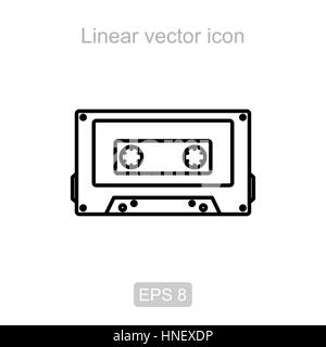 Symbol der Audio-Kassette in einem linearen Stil Stock Vektor