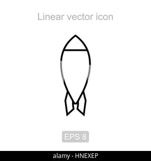 Rakete. Linearer Vektor Icon. Stock Vektor