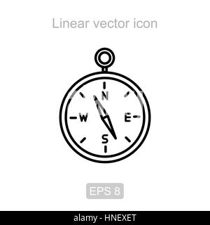 Kompass. Linearer Vektor Icon. Stock Vektor